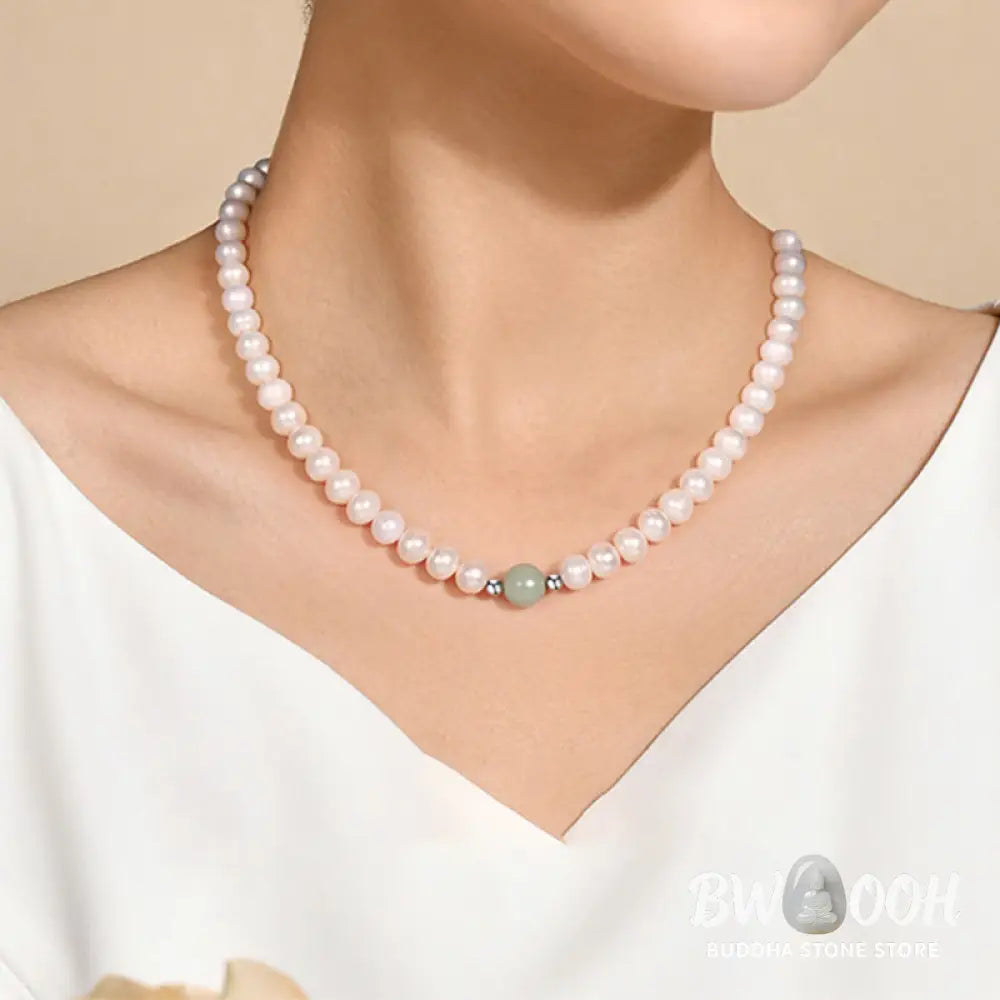 Buddha Stones 925 Sterling Silver Natural Pearl Jade Healing Necklace Bracelet Earrings With Gift Box - BWOOOH - Pearl
