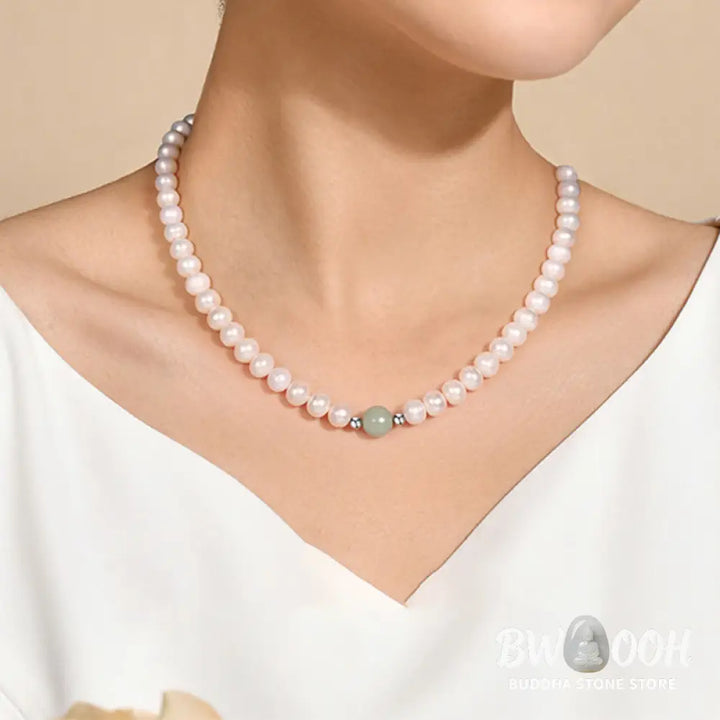 Buddha Stones 925 Sterling Silver Natural Pearl Jade Healing Necklace Bracelet Earrings With Gift Box - BWOOOH - Pearl