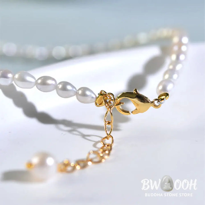 Buddha Stones 925 Sterling Silver Natural Pearl Larimar Sincerity Necklace Pendant - BWOOOH - Pearl(Healing♥Wisdom)