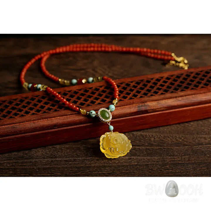 Buddha Stones 925 Sterling Silver Natural Red Agate Amber Peony Confidence Charm Necklace Pendant - BWOOOH - Red
