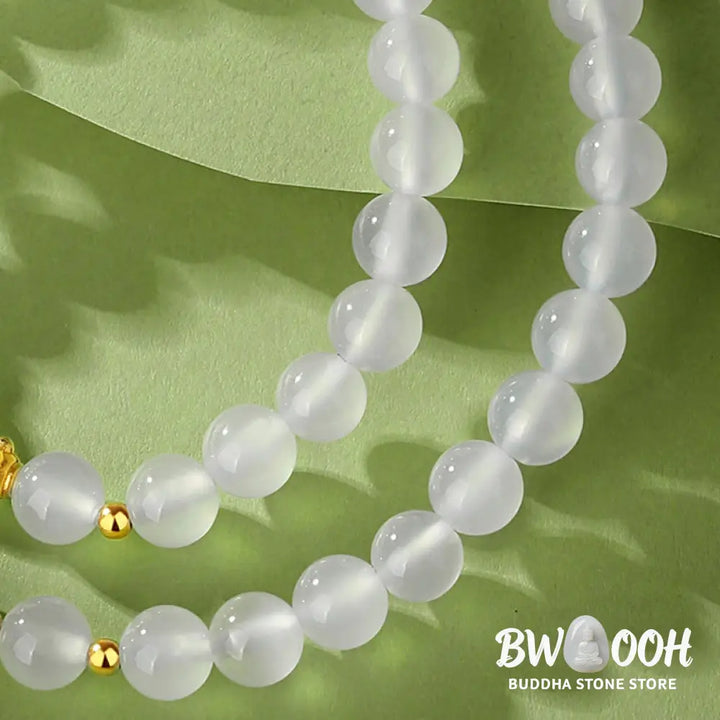Buddha Stones 925 Sterling Silver Natural White Agate Cinnabar Double Wrap Protection Bracelet - BWOOOH - White