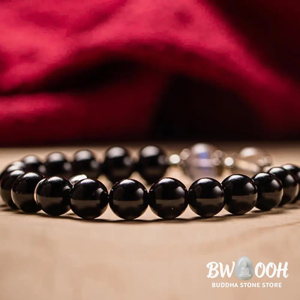 BWOOOH 925 Sterling Silver Obsidian Moonstone Strength Couple Bracelet | spiritual healing bracelet