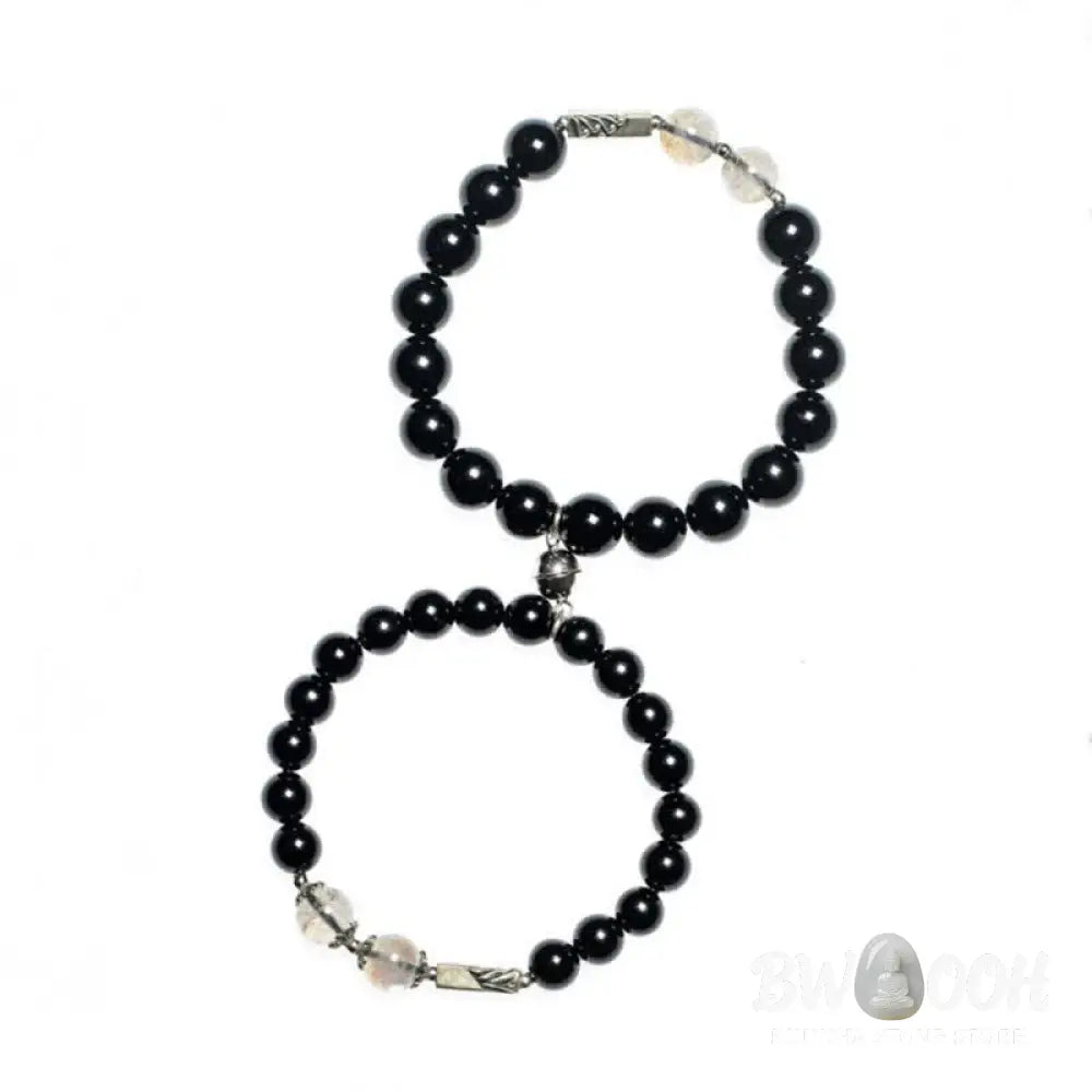 BWOOOH 925 Sterling Silver Obsidian Moonstone Strength Couple Bracelet | spiritual healing bracelet