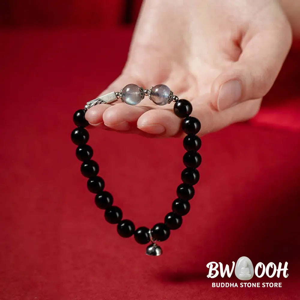 BWOOOH 925 Sterling Silver Obsidian Moonstone Strength Couple Bracelet | spiritual healing bracelet