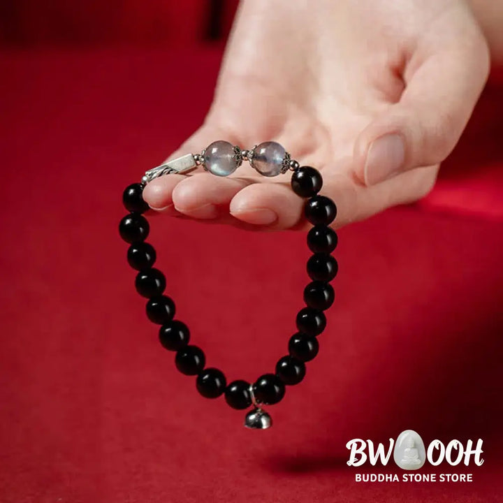 BWOOOH 925 Sterling Silver Obsidian Moonstone Strength Couple Bracelet | spiritual healing bracelet