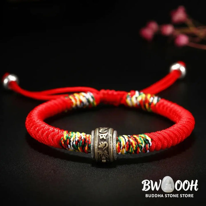 Buddha Stones 925 Sterling Silver Om Mani Padme Hum King Kong Knot Faith Bracelet - BWOOOH - Bracelet
