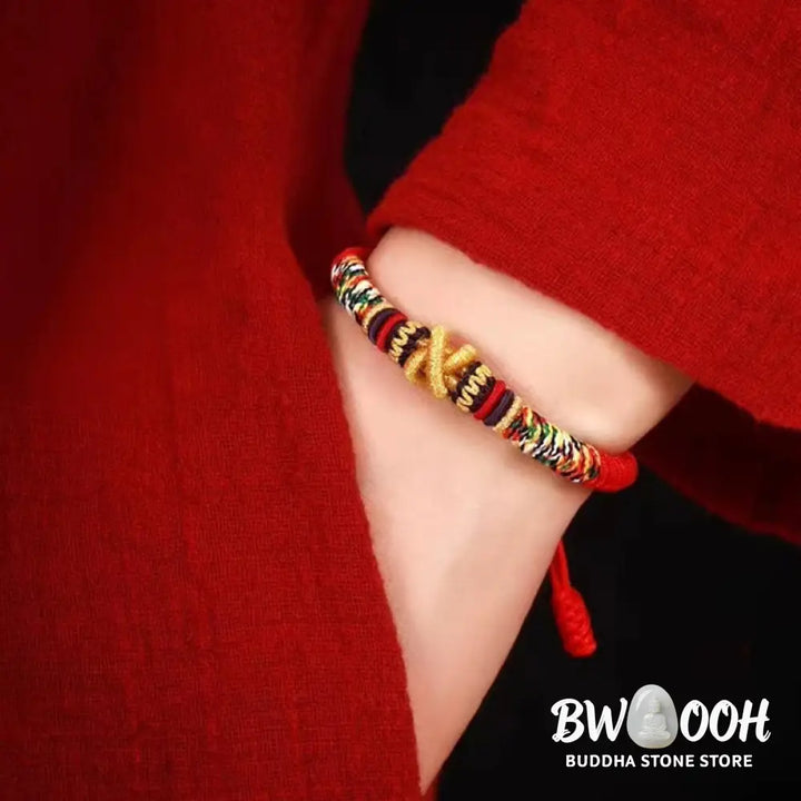 Buddha Stones 925 Sterling Silver Om Mani Padme Hum King Kong Knot Faith Bracelet - BWOOOH - Bracelet