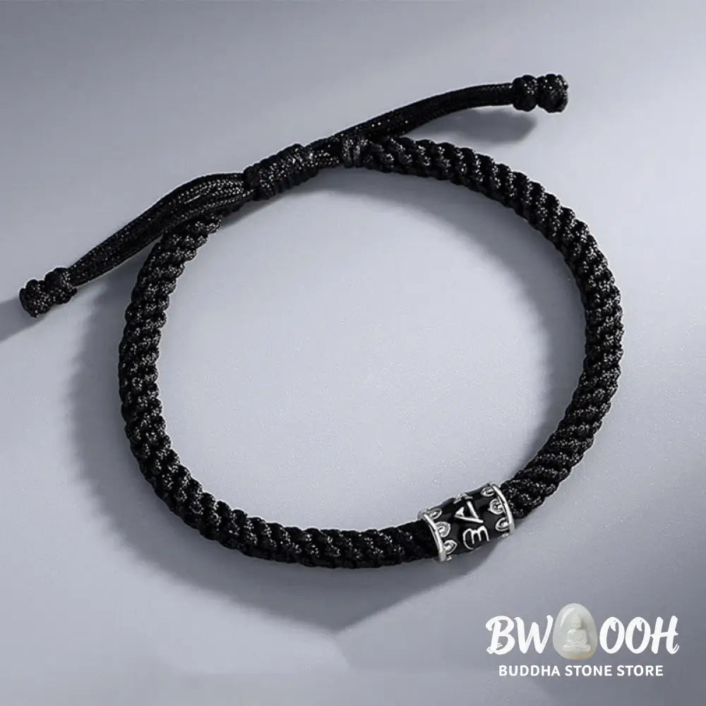 Buddha Stones 925 Sterling Silver Om Mani Padme Hum Peace Braided Bracelet - BWOOOH - Om Mani Padme Hum(Love♥Focus)