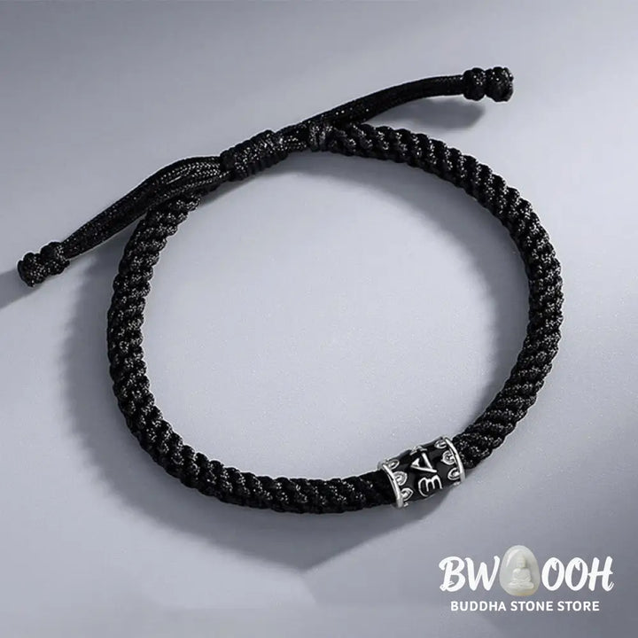 Buddha Stones 925 Sterling Silver Om Mani Padme Hum Peace Braided Bracelet - BWOOOH - Om Mani Padme Hum(Love♥Focus)