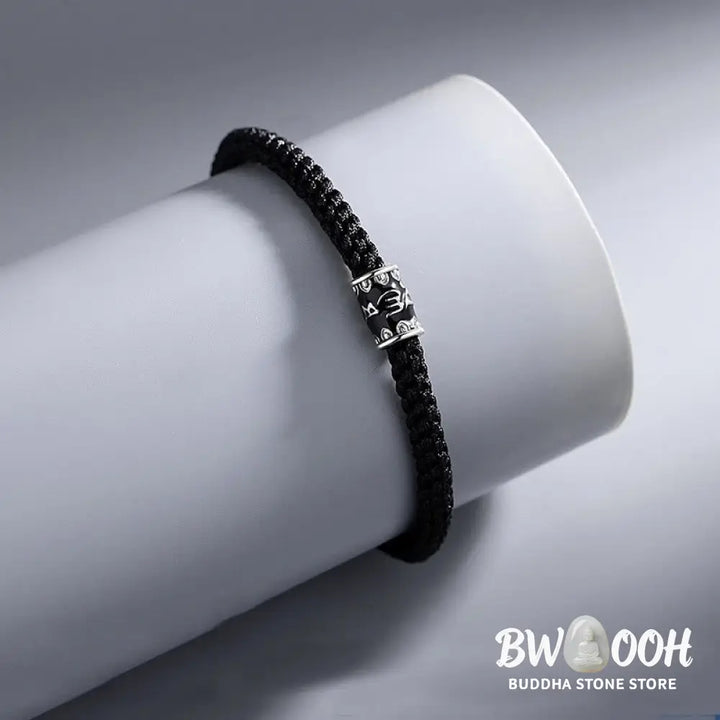 Buddha Stones 925 Sterling Silver Om Mani Padme Hum Peace Braided Bracelet - BWOOOH - Om Mani Padme Hum(Love♥Focus)