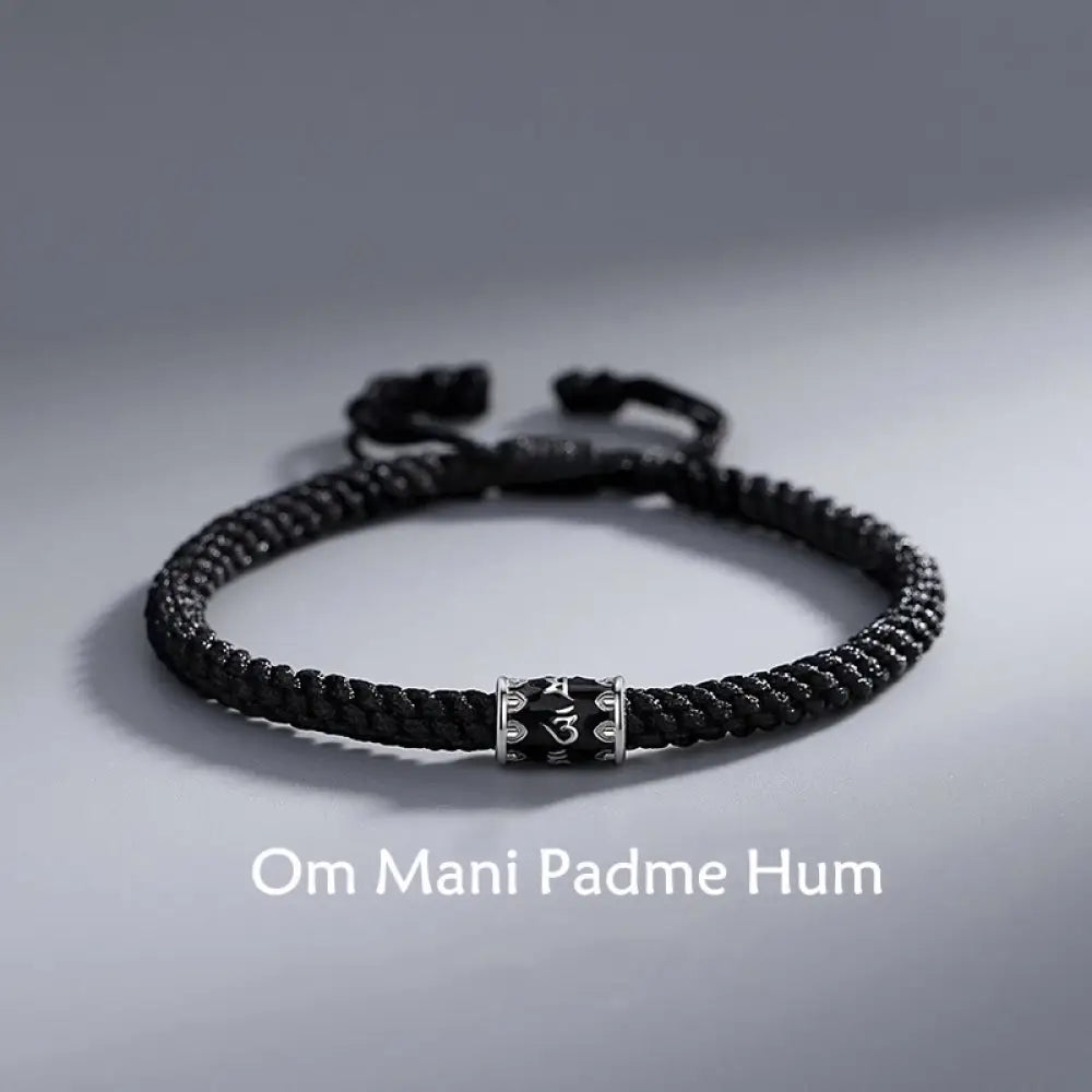 BWOOOH 925 Sterling Silver Om Mani Padme Hum Peace Braided Bracelet - BWOOOH - Om Mani Padme Hum(Love♥Focus)