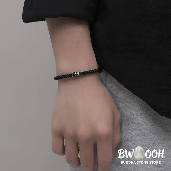 Buddha Stones 925 Sterling Silver Om Mani Padme Hum Peace Braided Bracelet - BWOOOH - Om Mani Padme Hum(Love♥Focus)