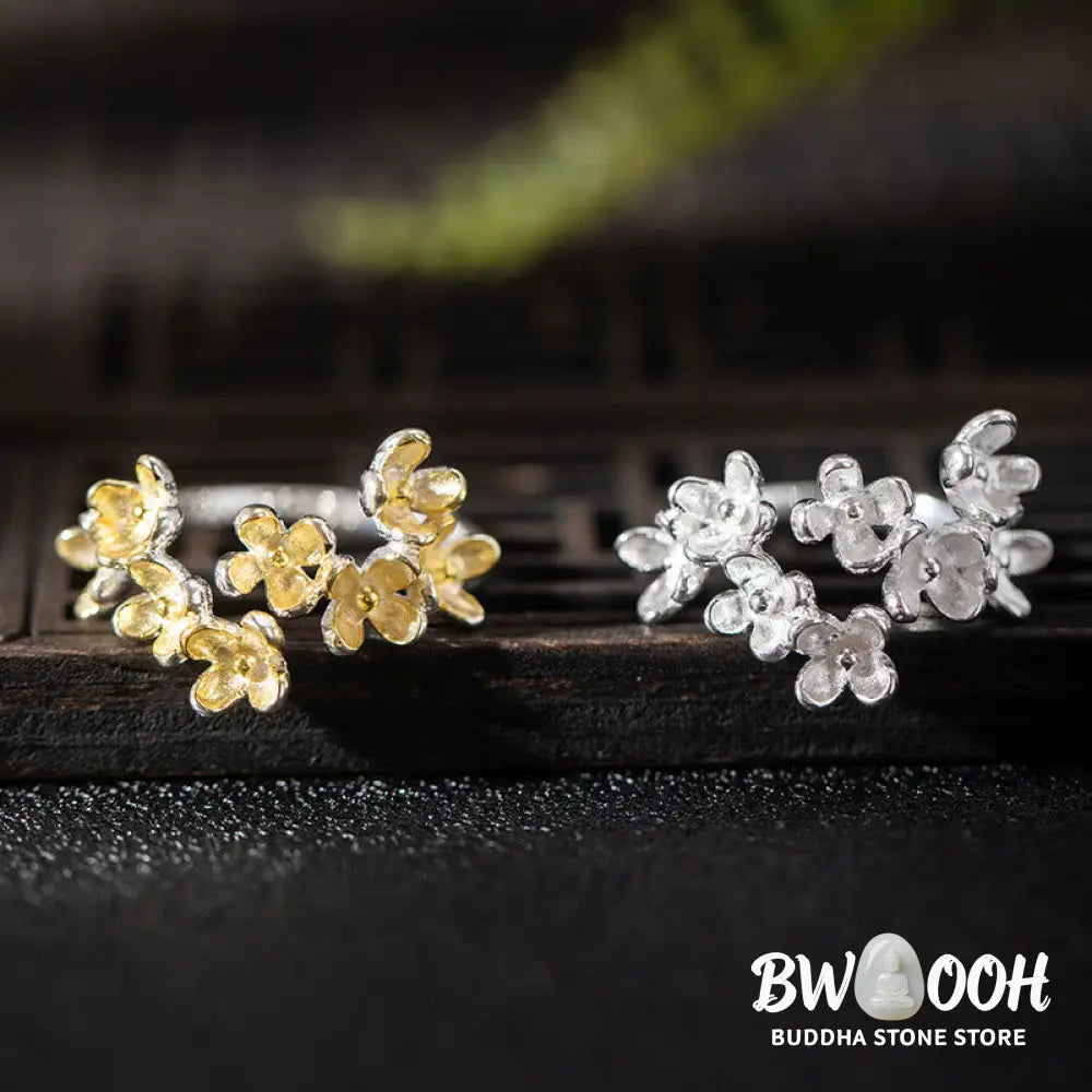 Buddha Stones 925 Sterling Silver Osmanthus Fragrans Ring - Ring