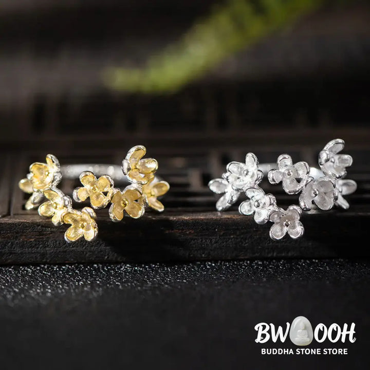 Buddha Stones 925 Sterling Silver Osmanthus Fragrans Ring - Ring