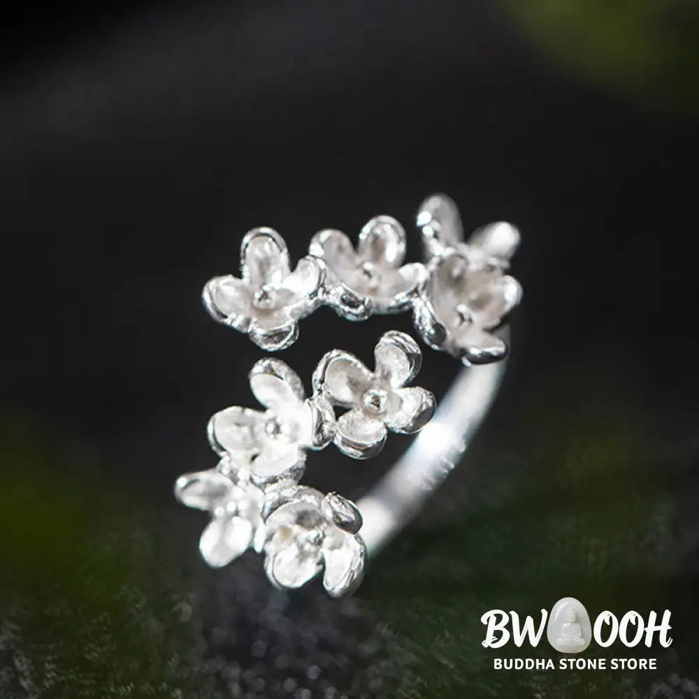 Buddha Stones 925 Sterling Silver Osmanthus Fragrans Ring - Ring