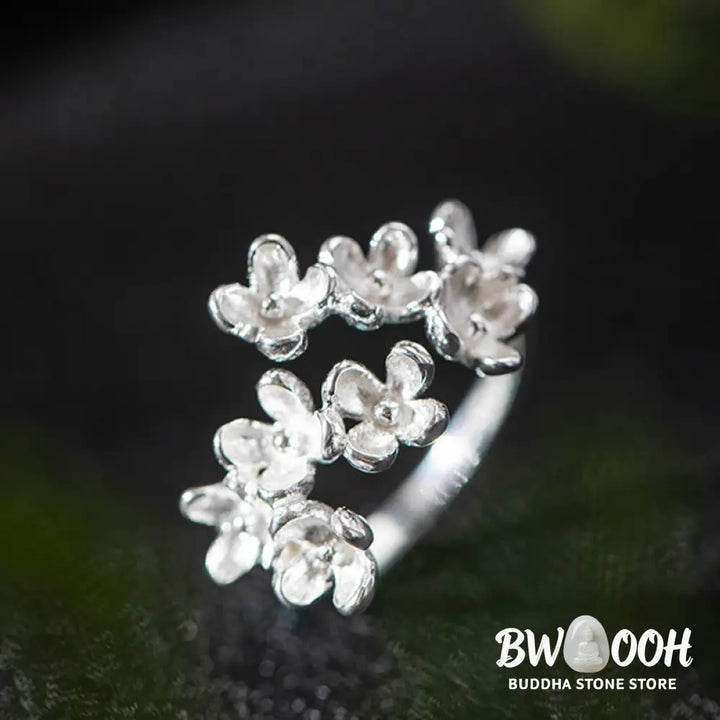 Buddha Stones 925 Sterling Silver Osmanthus Fragrans Ring - Ring