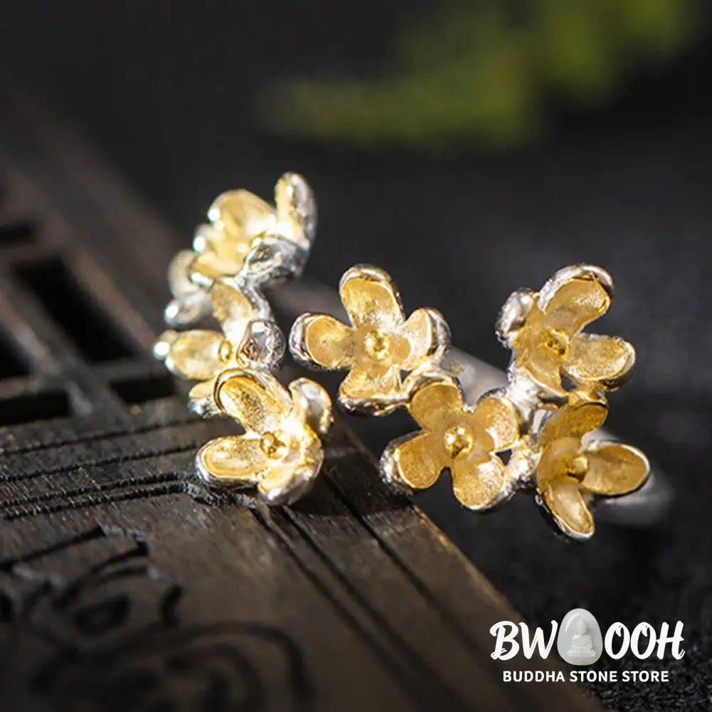 Buddha Stones 925 Sterling Silver Osmanthus Fragrans Ring - Ring