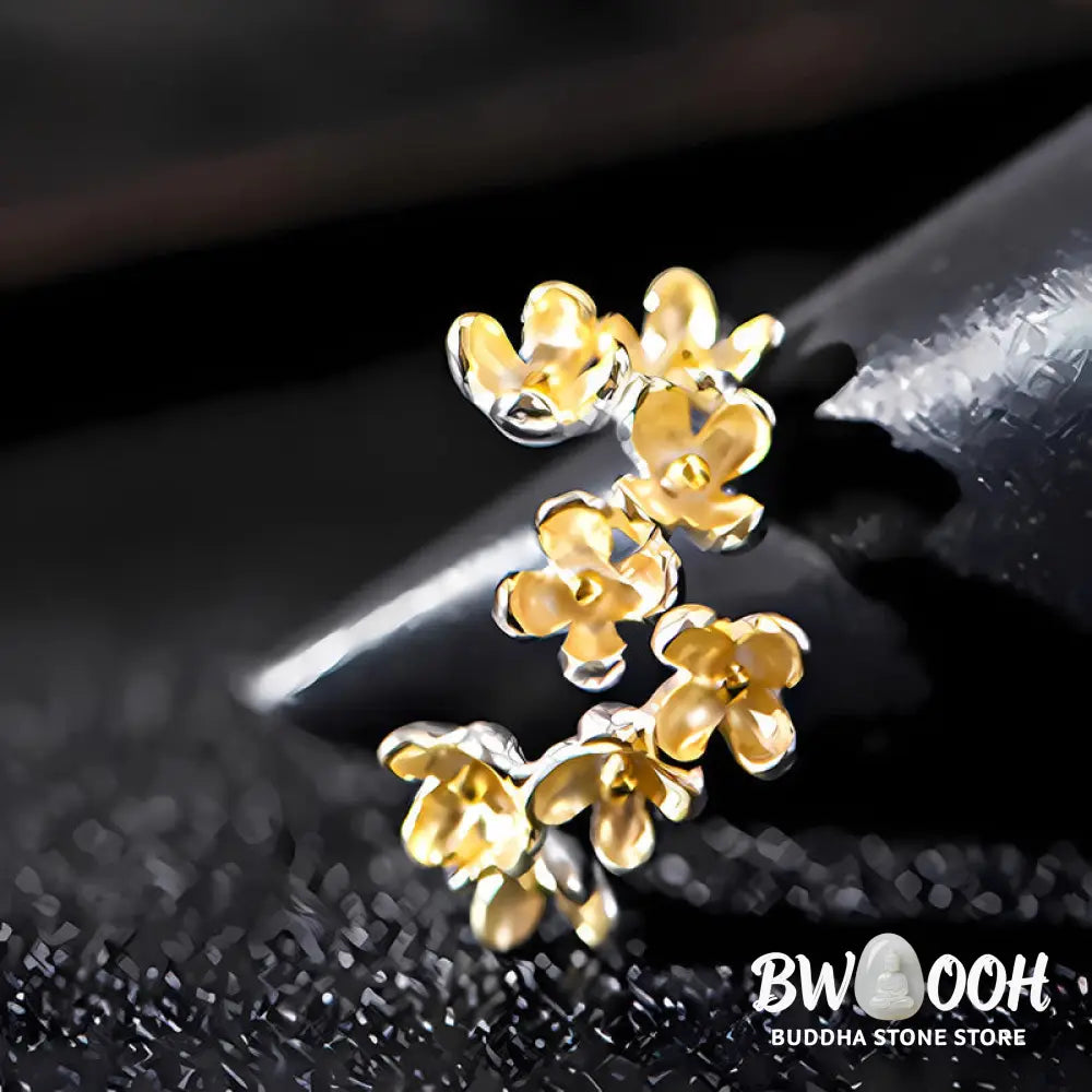 Buddha Stones 925 Sterling Silver Osmanthus Fragrans Ring - Ring