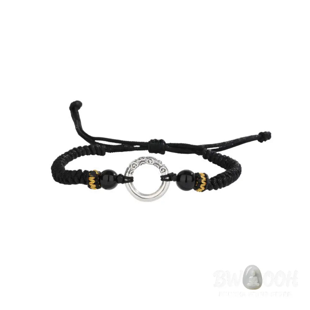 Buddha Stones 925 Sterling Silver Peace Buckle Auspicious Clouds Fortune Braided Bracelet - BWOOOH - 925 Sterling