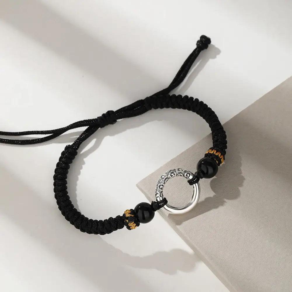 BWOOOH 925 Sterling Silver Peace Buckle Auspicious Clouds Fortune Braided Bracelet - BWOOOH - 925 Sterling