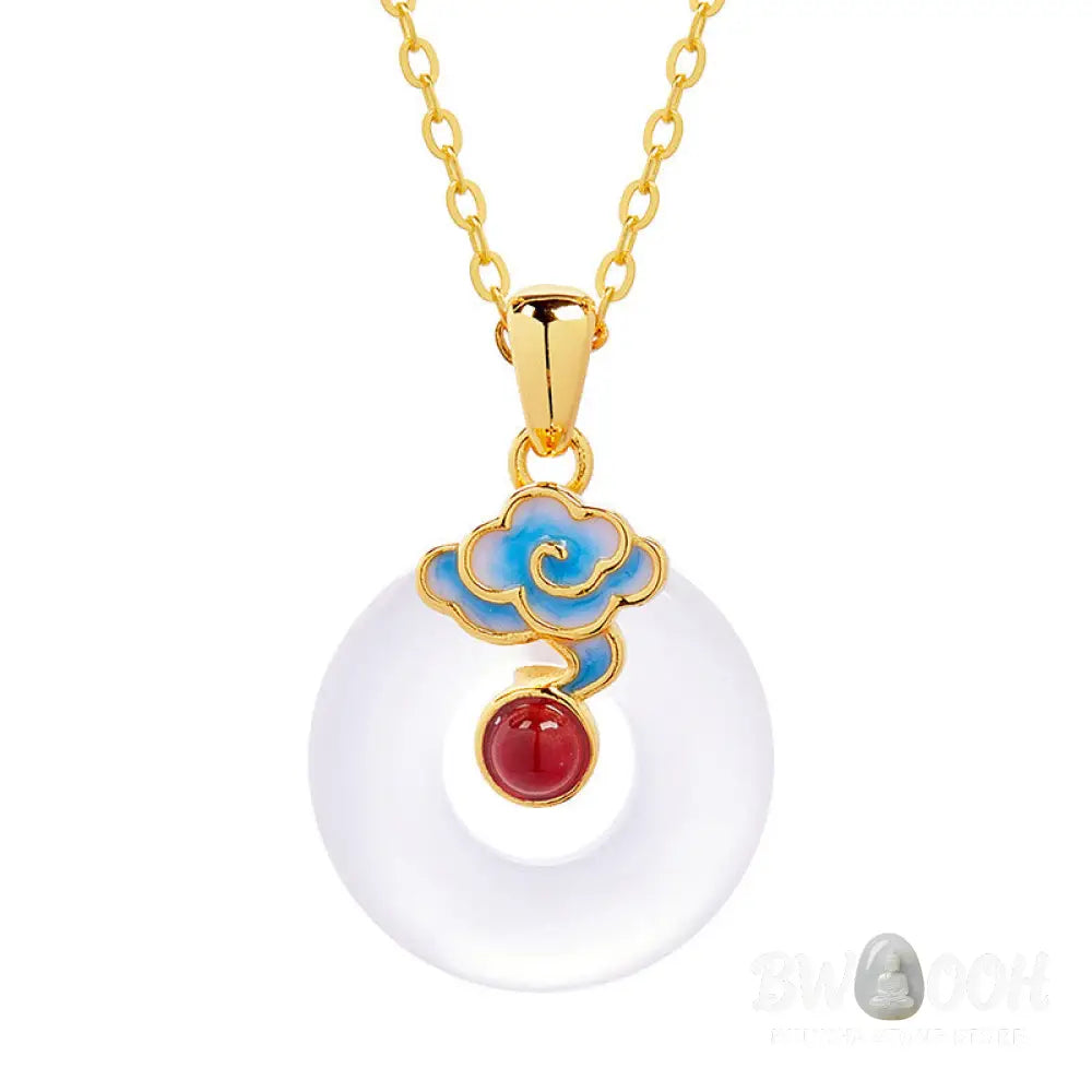 Buddha Stones 925 Sterling Silver Peace Buckle Cloud Chalcedony Necklace Harmony Pendant - BWOOOH - Chalcedony