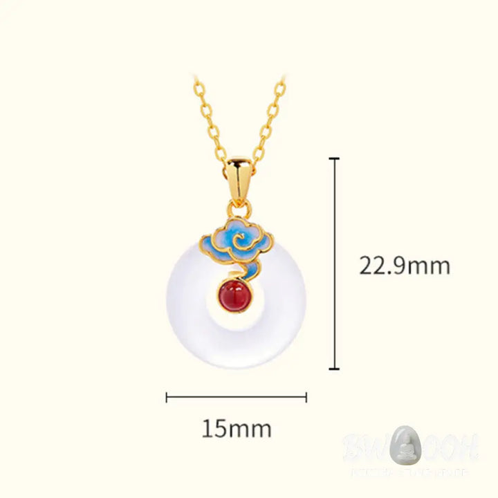 Buddha Stones 925 Sterling Silver Peace Buckle Cloud Chalcedony Necklace Harmony Pendant - BWOOOH - Chalcedony