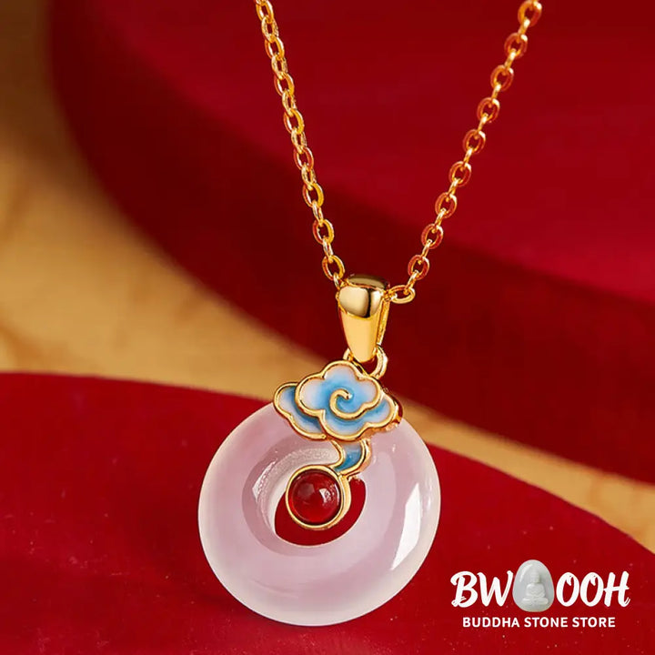 Buddha Stones 925 Sterling Silver Peace Buckle Cloud Chalcedony Necklace Harmony Pendant - BWOOOH - Chalcedony