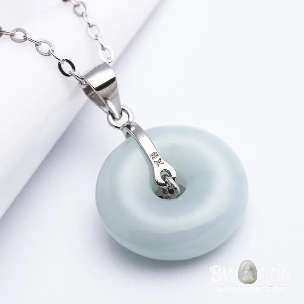 Buddha Stones 925 Sterling Silver Peace Buckle Jade Coin Luck Necklace Pendant - BWOOOH - Jade(Prosperity♥Abundance)