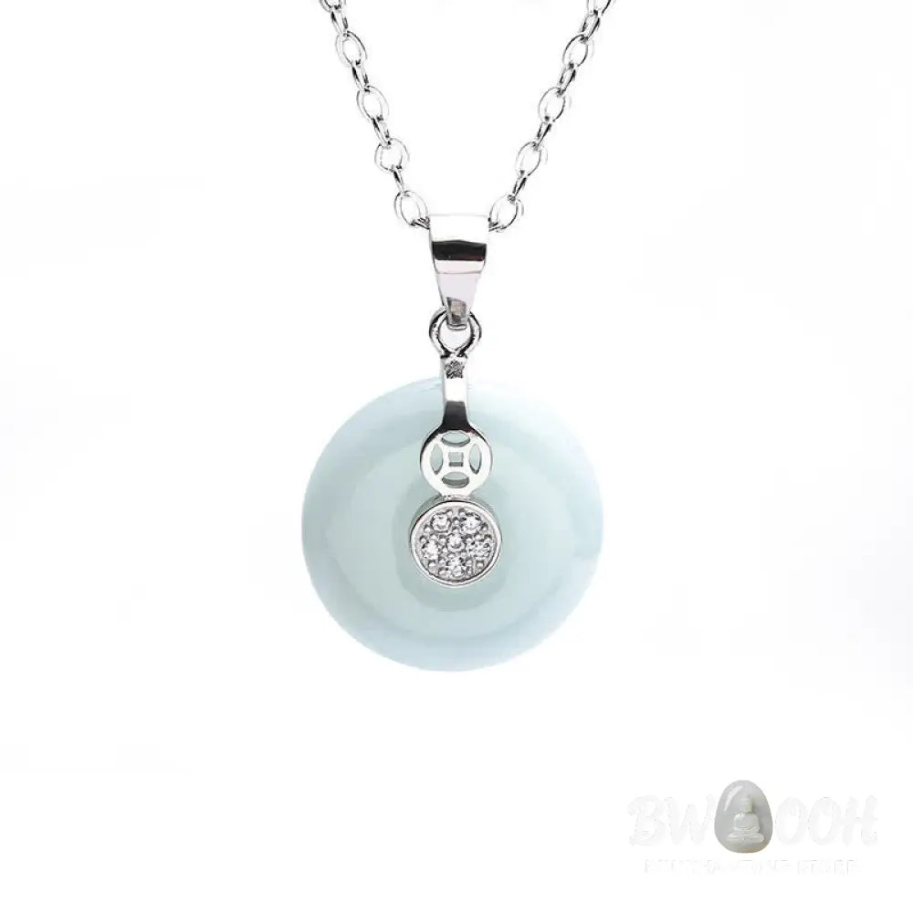 Buddha Stones 925 Sterling Silver Peace Buckle Jade Coin Luck Necklace Pendant - BWOOOH - Jade(Prosperity♥Abundance)