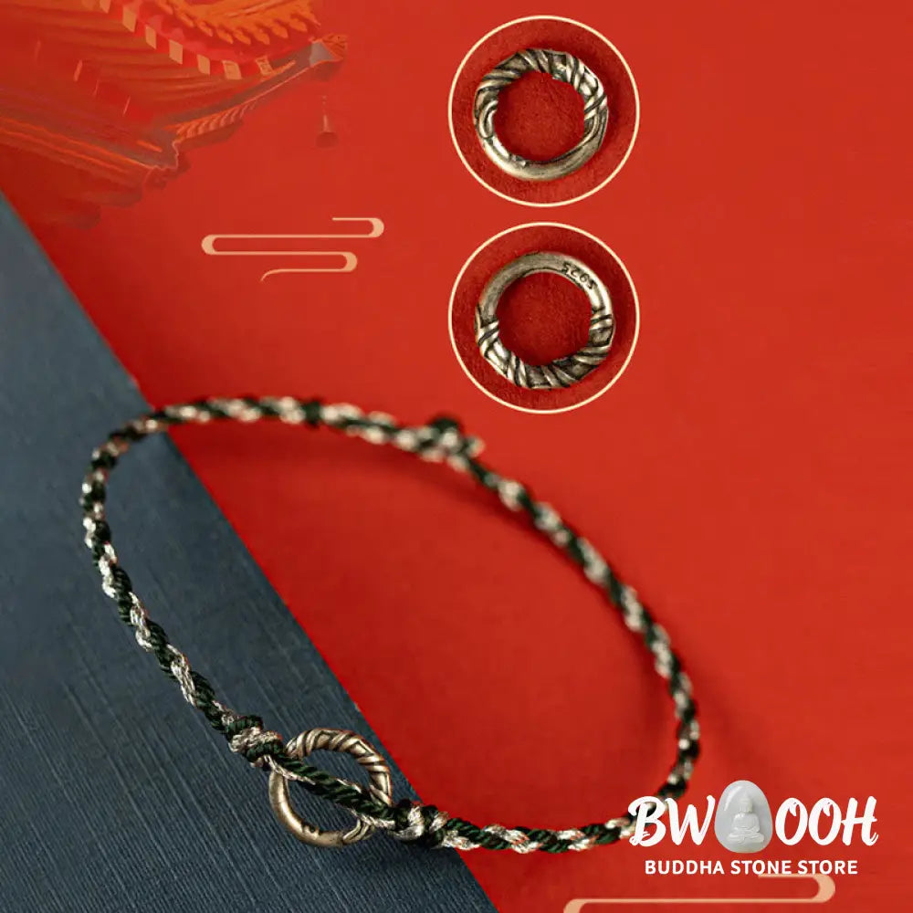 Buddha Stones 925 Sterling Silver Peace Buckle Luck String Bracelet - BWOOOH - Bracelet