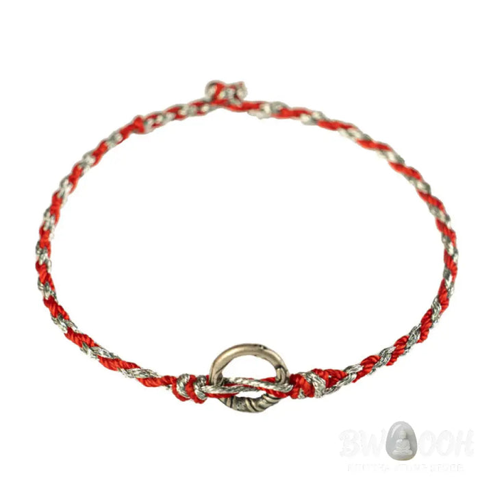 Buddha Stones 925 Sterling Silver Peace Buckle Luck String Bracelet - BWOOOH - Bracelet