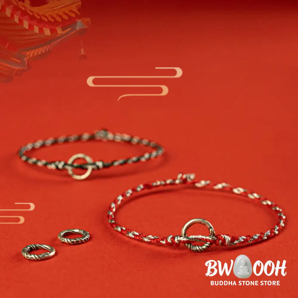 Buddha Stones 925 Sterling Silver Peace Buckle Luck String Bracelet - BWOOOH - Bracelet
