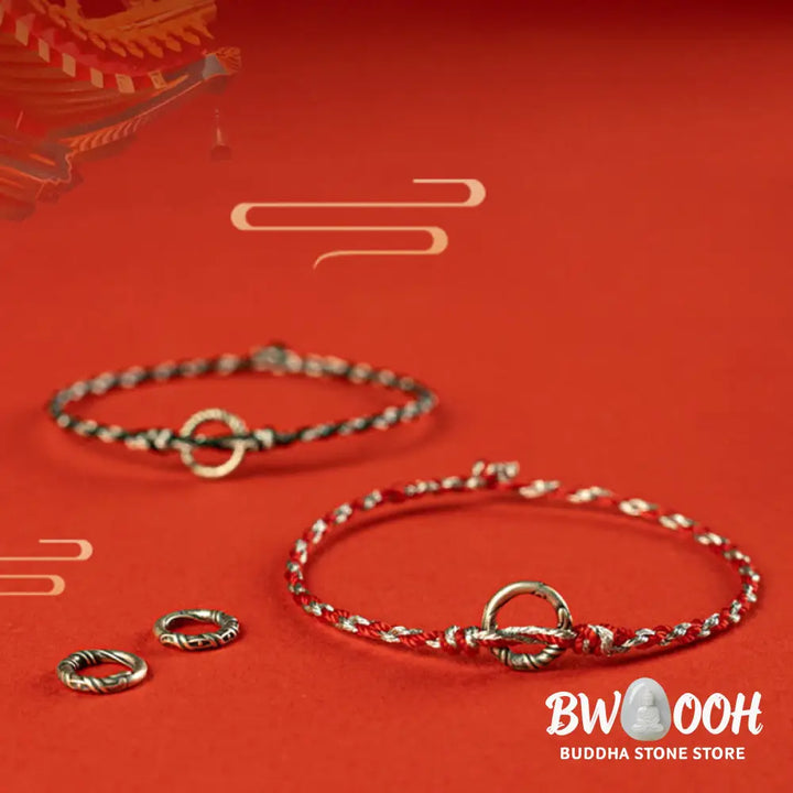 Buddha Stones 925 Sterling Silver Peace Buckle Luck String Bracelet - BWOOOH - Bracelet