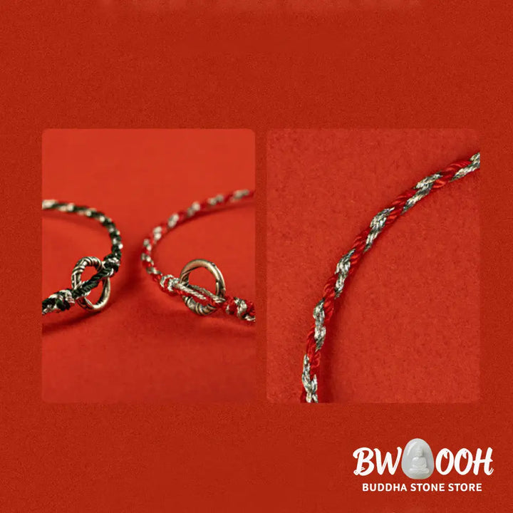 Buddha Stones 925 Sterling Silver Peace Buckle Luck String Bracelet - BWOOOH - Bracelet