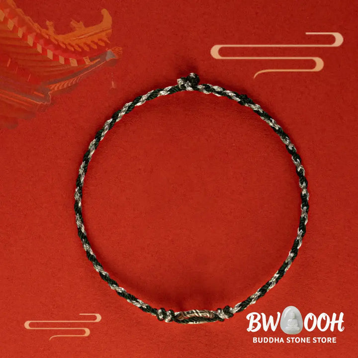 Buddha Stones 925 Sterling Silver Peace Buckle Luck String Bracelet - BWOOOH - Bracelet