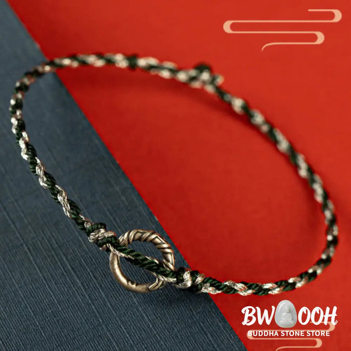 Buddha Stones 925 Sterling Silver Peace Buckle Luck String Bracelet - BWOOOH - Bracelet