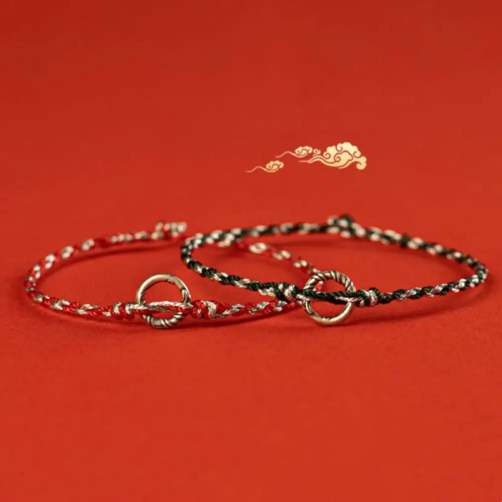 BWOOOH 925 Sterling Silver Peace Buckle Luck String Bracelet - BWOOOH - Bracelet