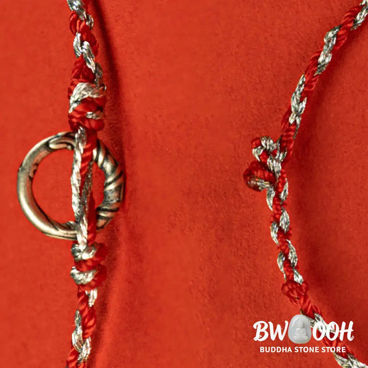 Buddha Stones 925 Sterling Silver Peace Buckle Luck String Bracelet - BWOOOH - Bracelet