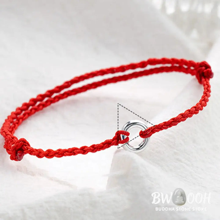 Buddha Stones 925 Sterling Silver Peace Buckle Luck String Braid Rope Anklet - Anklet