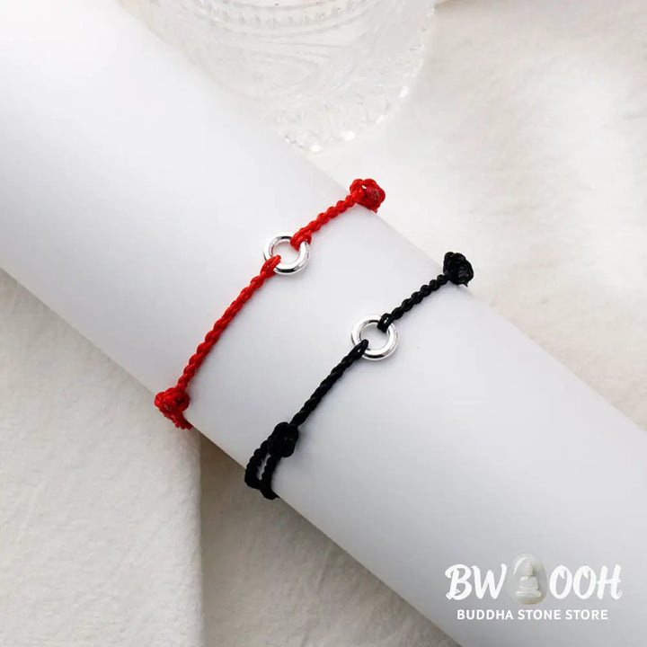 Buddha Stones 925 Sterling Silver Peace Buckle Luck String Braid Rope Anklet - Anklet