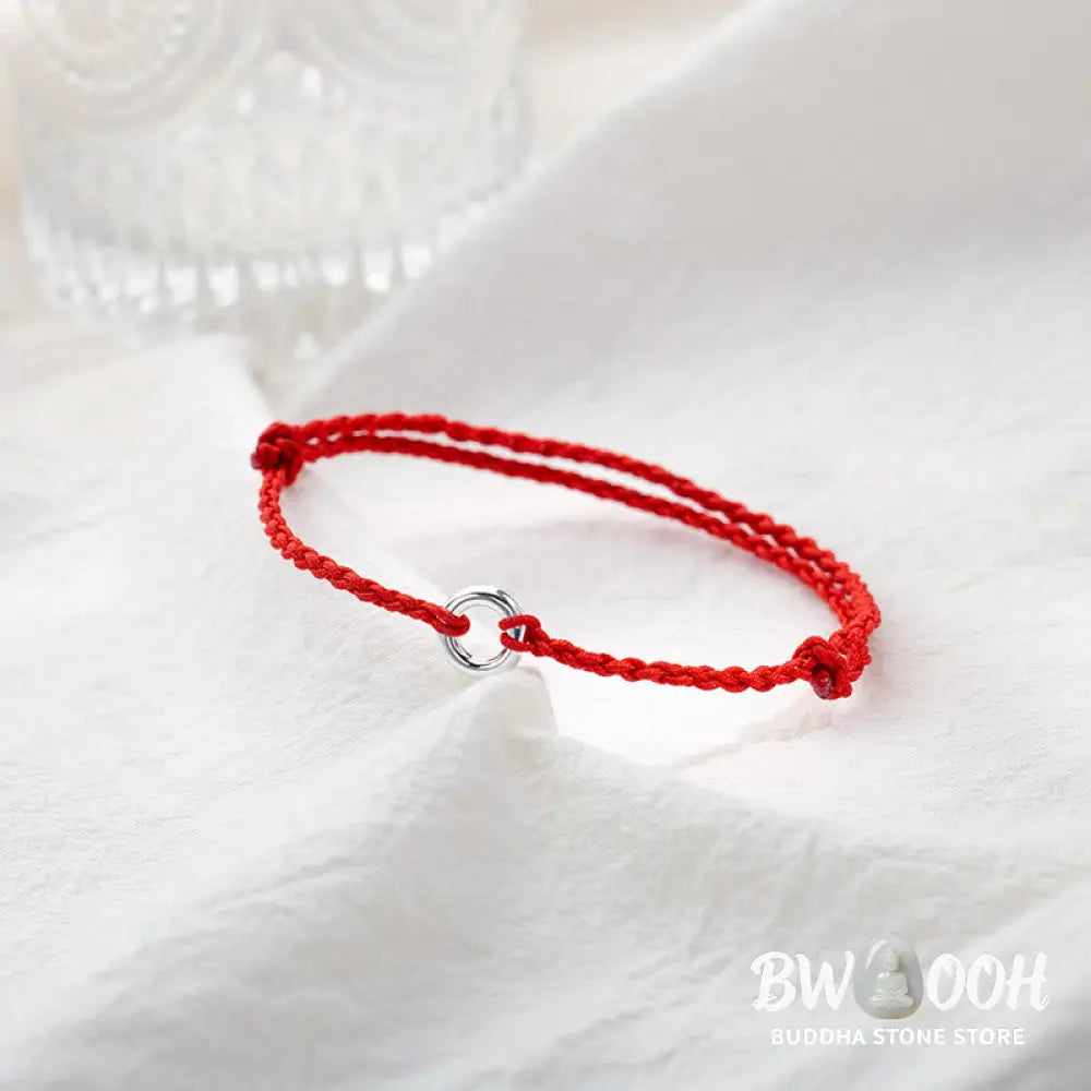 Buddha Stones 925 Sterling Silver Peace Buckle Luck String Braid Rope Anklet - Anklet