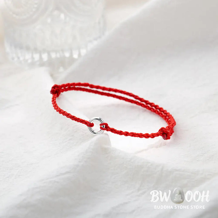 Buddha Stones 925 Sterling Silver Peace Buckle Luck String Braid Rope Anklet - Anklet