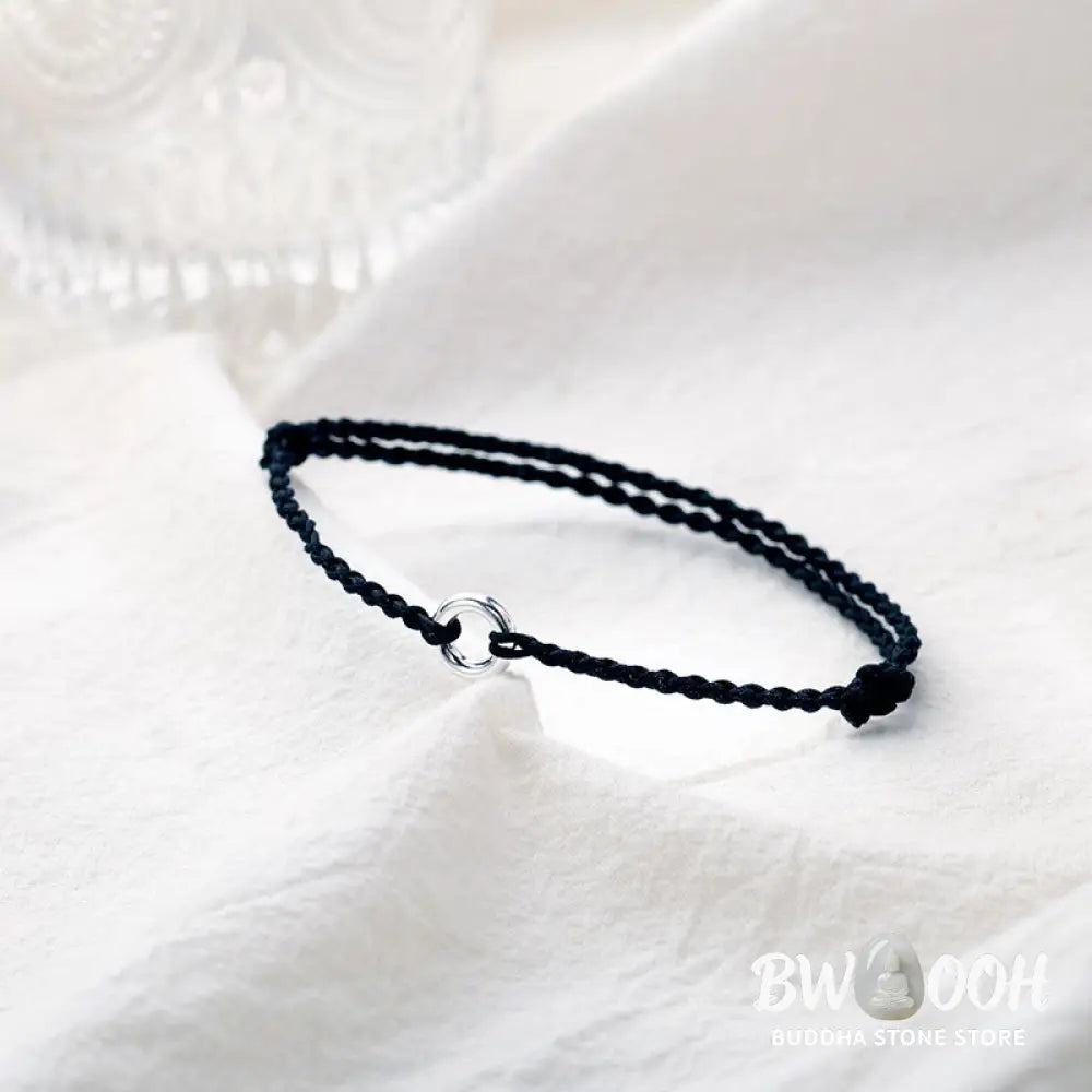 Buddha Stones 925 Sterling Silver Peace Buckle Luck String Braid Rope Anklet - Anklet