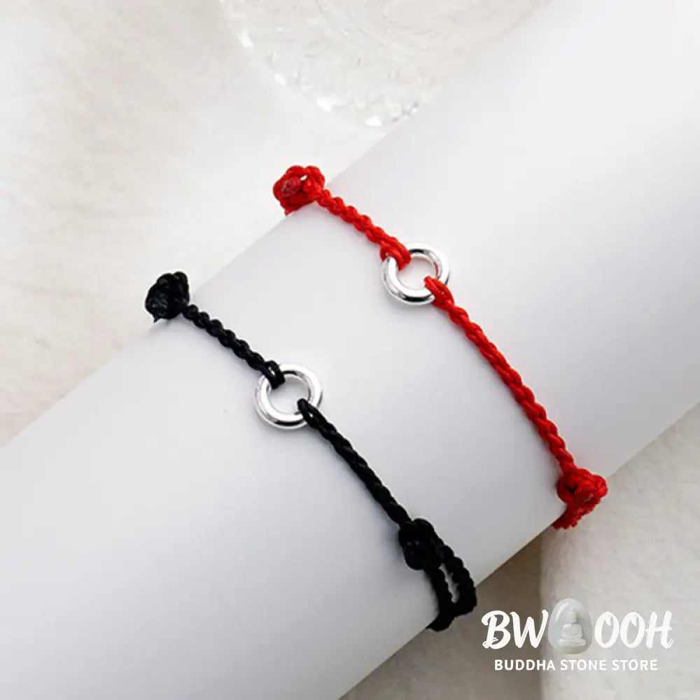Buddha Stones 925 Sterling Silver Peace Buckle Luck String Braid Rope Anklet - Anklet