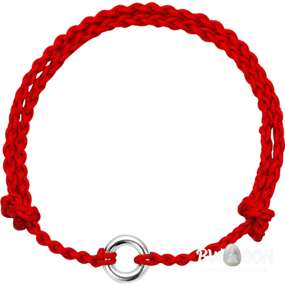 Buddha Stones 925 Sterling Silver Peace Buckle Luck String Braid Rope Anklet - Anklet