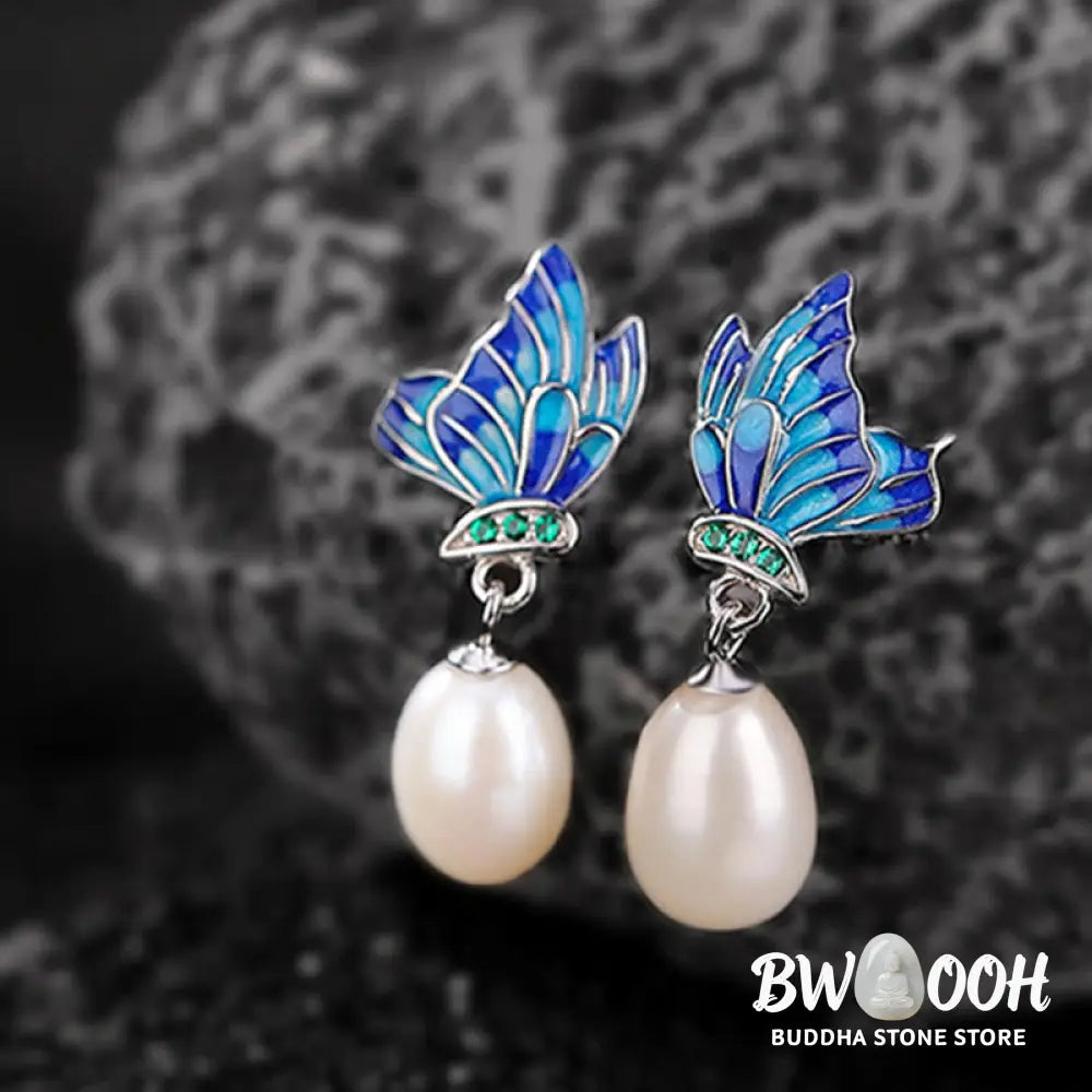 Buddha Stones 925 Sterling Silver Pearl Butterfly Healing Necklace Pendant Earrings Ring - BWOOOH - Bracelet Necklaces