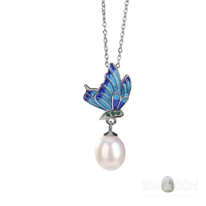 Buddha Stones 925 Sterling Silver Pearl Butterfly Healing Necklace Pendant Earrings Ring - BWOOOH - Bracelet Necklaces
