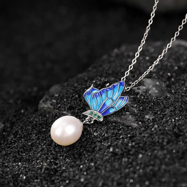 Buddha Stones 925 Sterling Silver Pearl Butterfly Healing Necklace Pendant Earrings Ring - BWOOOH - Necklace - Bracelet