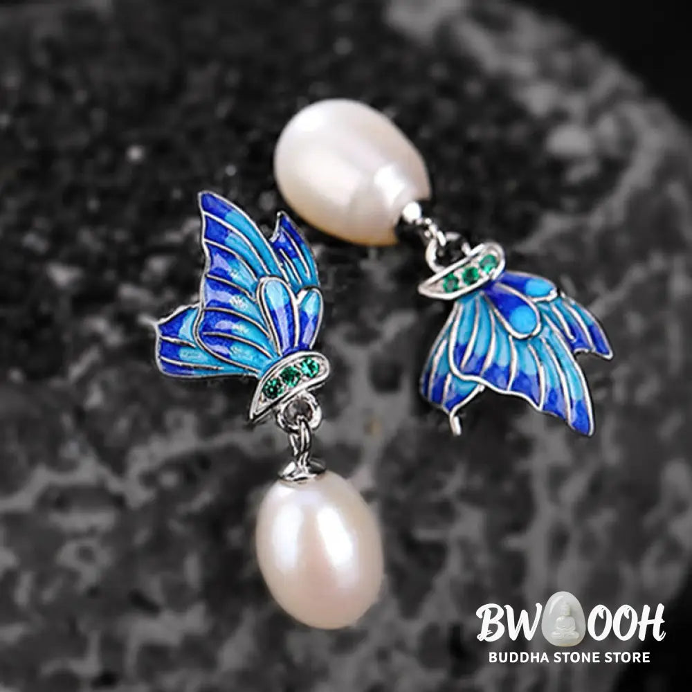 Buddha Stones 925 Sterling Silver Pearl Butterfly Healing Necklace Pendant Earrings Ring - BWOOOH - Bracelet Necklaces