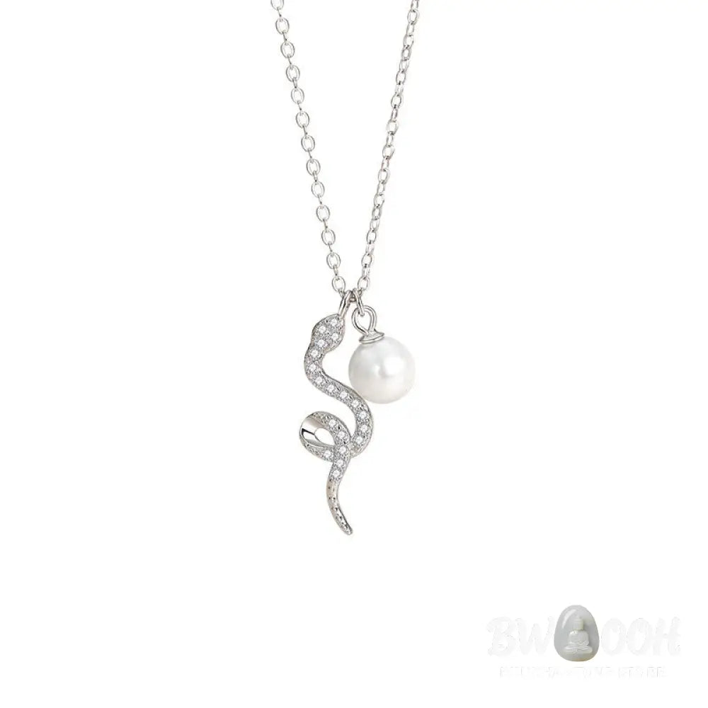 Buddha Stones 925 Sterling Silver Pearl Year Of The Snake Blessing Sincerity Necklace Pendant - BWOOOH - Necklaces &amp;